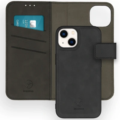 Afbeelding van Apple iPhone 14 Hoesje Kunstleder iMoshion Bookcase/2 in 1 Case Zwart Telefoonhoesje