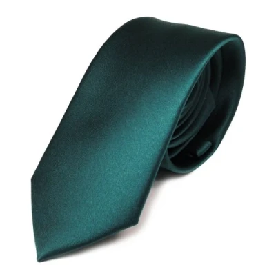 Afbeelding van TigerTie Herenstropdas smalle satijnen stropdas van 6 cm in effen design, ideaal voor zakelijke afspraken, feestelijke gelegenheden en vrije tijd, groen, petrol, donker turquoise, Krawattengröße: