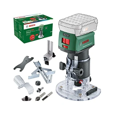 Afbeelding van Bosch Home and Garden accukantenfrees AdvancedTrimRouter 18V 8 (zonder accu, 18 Volt System, borstelloze motor, extra accessoires, in kartonnen doos) Amazon Editie