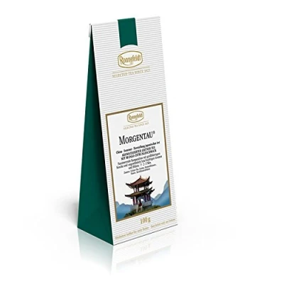 Afbeelding van Morgentau Ronnefeldt, gearomatiseerde groene thee met mango citrussmaak, 100 g verpakking van 4