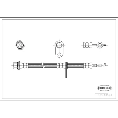 Afbeelding van CORTECO 19033523 Remslang Vooras rechts 612mm TOYOTA: Avensis Verso (M2) 2.0 VVT i, D, 2.4 i 2001 2009