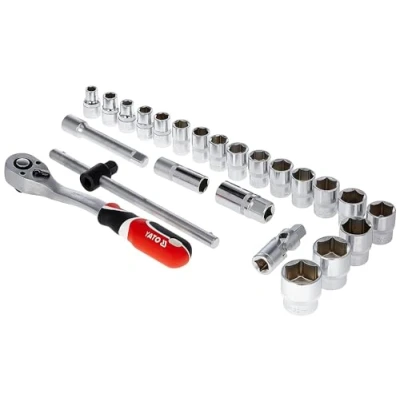 Afbeelding van Yato Doppenset opname 1/2`` 24 delig 38x17x4 cm Verlengstuk 127 mm T greep 1/2&quot; 255