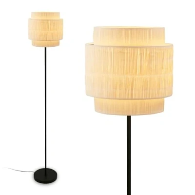 Afbeelding van BRILONER Papper Vloerlamp boho stijl woonkamer staande lamp E27 fitting Ø30 x 165 cm naturel bruin