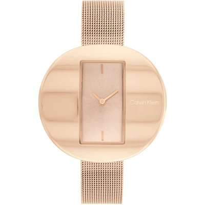 Afbeelding van Calvin Klein CK25200017 Dames Horloge Mineraalglas Roestvrijstaal Rosé goudkleurig Ø 40 mm Quartz Druksluiting 3 ATM (spatwater)
