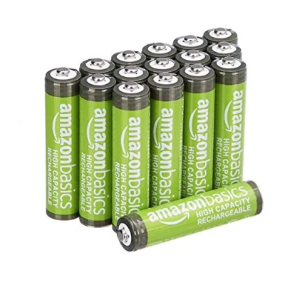 Afbeelding van Amazon Basics AAA batterijen, oplaadbaar, hoge capaciteit, NiMh, 850 mAh, set van 16, vooraf opgeladen