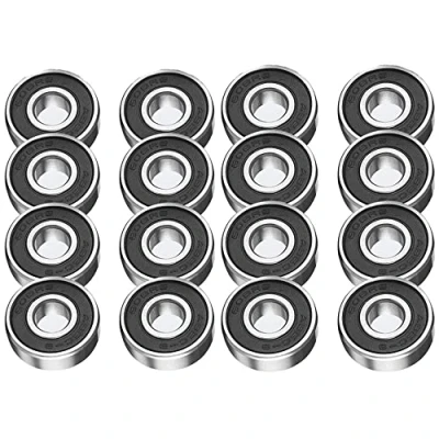 Afbeelding van TRIXES 16 STKS 608RS zwarte skate en skateboard metalen wiellagers beoordeeld ABEC 9 geweldig voor snelheid skateboards, inline rolschaatsen, scooter longboard wielen gebruik op een fidgetspinner