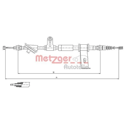 Afbeelding van METZGER 12.0102 Handremkabel Links achter 1755/1603mm COFLE ALFA ROMEO: 159 Sportwagon