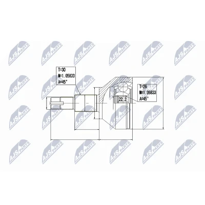 Afbeelding van Homokineet reparatie set, aandrijfas NTY NPZ AR 014