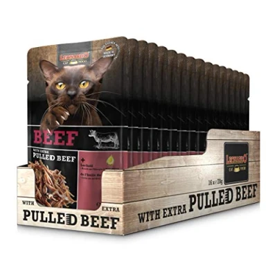 Afbeelding van Leonardo Verszak Beef met vleesreep [Pulled Beef] 70 g graanvrij natvoer voor katten compleet voer kattenvoer