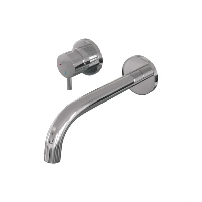 Afbeelding van Brauer Chrome Edition Wastafelmengkraan inbouw gebogen uitloop rechts hendel kort smal model B2 chroom