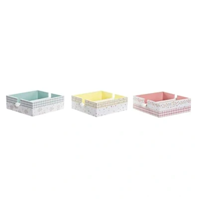 Afbeelding van Servethouder DKD Home Decor Vichy Sweet Metaal Aluminium Hout MDF 22 x 18 6 cm (3 Stuks)