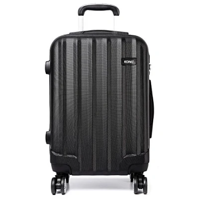 Afbeelding van Kono Harde Schaal Cabine Koffer Lichtgewicht ABS 20 inch Handbagage met 4 Spinner Wielen Reistrolley Trolley (zwart)