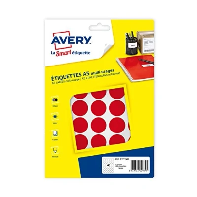Afbeelding van Avery 400 tabletten Ø24 mm bord A5 rood (pet24r)