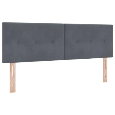 Afbeelding van vidaXL Hoofdbord Set van 2 Donkergrijs Hout, Stof 140 cm