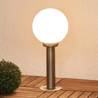 Afbeelding van Lindby buitenlamp 1licht roestvrij staal, glas H: 45 cm E27 opaalwit