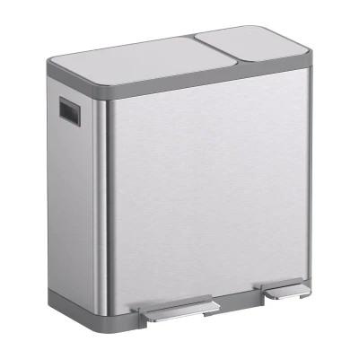 Afbeelding van Luzzo® Vermont Afvalscheidingsprullenbak Pedaalemmer 54 Ltr RVS