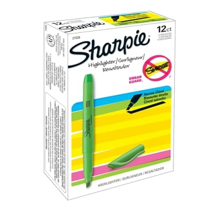 Afbeelding van Sharpie Pocket Style Markeerstiften, wigvormige punt, groen fluorescerend