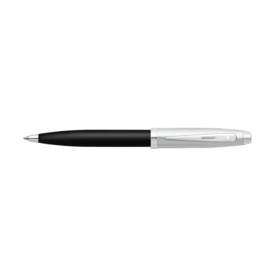 Afbeelding van Sheaffer balpen 100 E9313 Glossy black barrel brushed chrome cap nickel plated SF E2931351