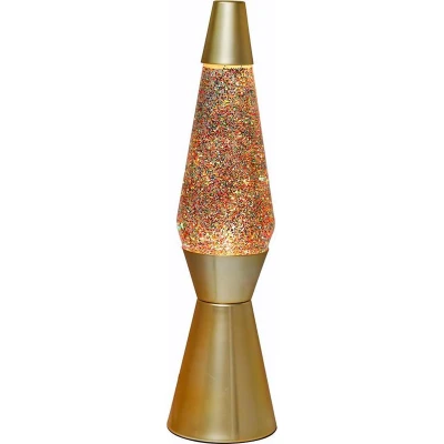 Afbeelding van i Total Lavalamp Lava Lamp Sfeerlamp 40x11 cm Glas/Aluminium 30W Glitter Goud XL1770