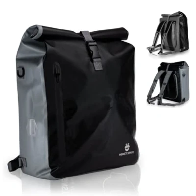Afbeelding van MONSTERANDO 3 in 1 fietstas, waterdicht en reflecterend, als bagagedragertas, schoudertas rugzak te gebruiken, ideale bagagedragertas voor fiets, 25 liter, zwart/grijs/rood/blauw/groen,