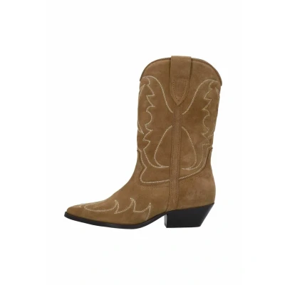 Afbeelding van sacha MIT Stickerei Cowboy/Bikerlaarzen, Dames, Maat: 36, Taupe Schoenen
