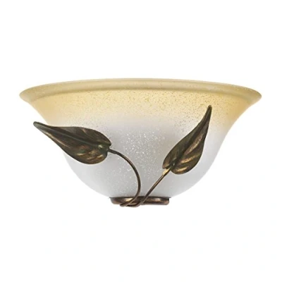 Afbeelding van ONLI Mira wandlamp van glas, kleur ivoor, kleurverloop, amber, metalen frame in bruin en goud
