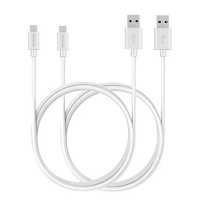 Afbeelding van MaGeek [2 Stuks] 1,8m Lang Premium Micro USB Kabels High Speed 2.0 Synchronisatie en Oplaadkabel Voor Samsung, Sony, Motorola, LG, Google, Nokia meer (Wit)