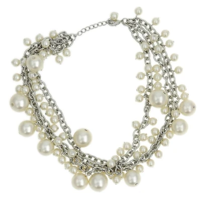 Afbeelding van Behave Parel ketting zilver kleur witte parels