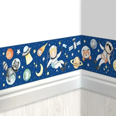 Afbeelding van Papierdrachen Kinderrand astronaut Border kinderkamer behang voor kinderen verfraaiing van muren en themakamers wanddecoratie jongens meisjes set 5