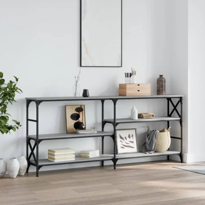Afbeelding van Wandtafel 180x29x76,5 cm bewerkt hout grijs sonoma eikenkleurig