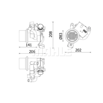 Afbeelding van Koeler, uitlaatterugvoering MAHLE CE 39 000P