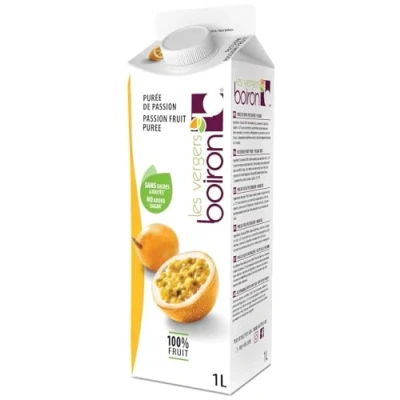 Afbeelding van Boiron Passievruchtenpuree 100% fruit zonder toegevoegde suikers, smaakstoffen, kleurstoffen of conserveermiddelen Perfect voor cocktails, desserts, bakken en ijs 1 liter