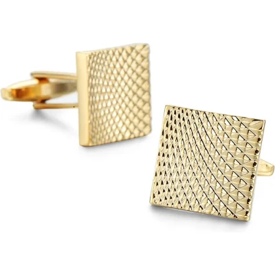 Afbeelding van Gekartelde Manchetknopen Heren Goud Kleurig Vierkant Cufflinks Cadeau voor Man Mannen Cadeautjes