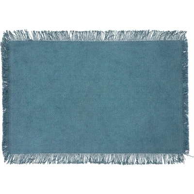 Afbeelding van Secret de Gourmet Maha Placemat katoen met franjes Set van 4 stuks 45x30cm Blauw
