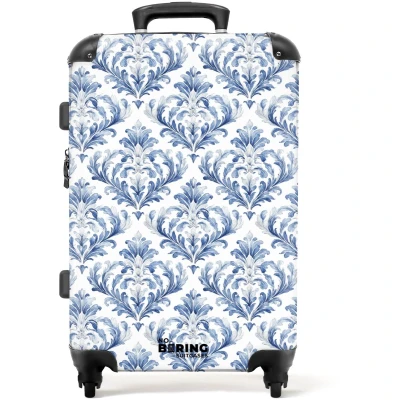 Afbeelding van NoBoringSuitcases.com Grote koffer Barok patroon blauw Kinderkoffer geschikt voor jongen en meisjes Reiskoffer met 4 wielen Trolley op wieltjes Rolkoffer groot kinderen 72 liter Ruimbagage valies 20kg