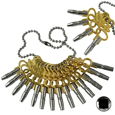 Afbeelding van (PWK) Set van 14 zakhorloge sleutels maat 00 12: Gereedschap Winder Vintage Key (40)