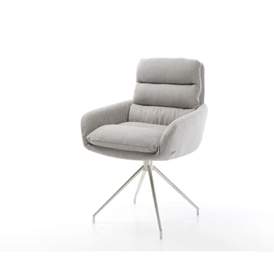 Afbeelding van Draaistoel Abelia Flex met armleuning kruisframe conisch roestvrij staal stripes lichtgrijs