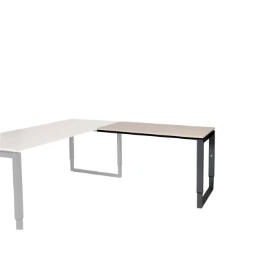 Afbeelding van Domino Plus aanbouwtafel, hoogte instelbaar (62 85cm) met 120x60cm &#039;zwevend&#039; robson eiken 25mm blad en zwart (RAL9005) O poot frame