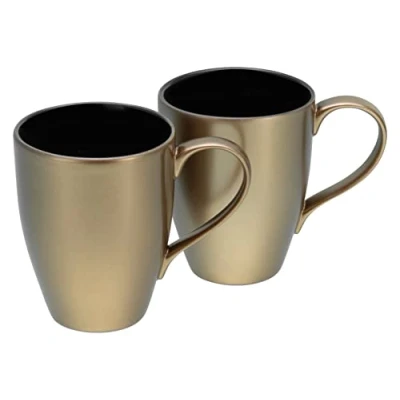 Afbeelding van CreaTable, 25851, serie GOLDEN DAYS zwart, 2 delige serviesset, bekerset van aardewerk, vaatwasser en magnetronbestendig, kwaliteitsproductie