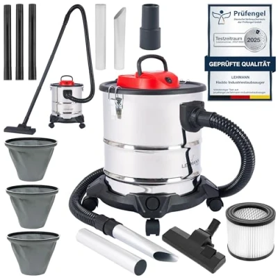 Afbeelding van Lehmann Haddo 2000W Industriële Stofzuiger en Aszuiger voor Open Haarden, Dubbele Filter, Asnijder, 20L Roestvrijstalen Tank Nat Droog Zuigen