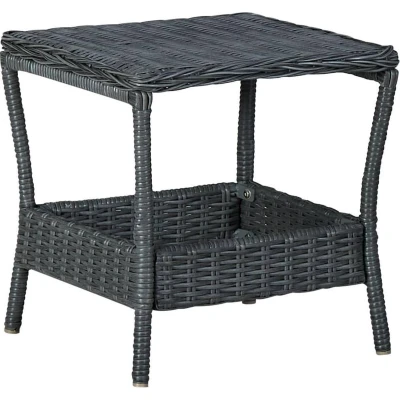 Afbeelding van Tuintafel 45x45x46,5 cm poly rattan donkergrijs
