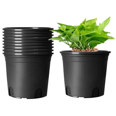 Afbeelding van KAHEIGN 10 stuks plastic bloempotten, 19,5 cm dikke plantenpotten plantencontainer indoor tuinpot (zwart)