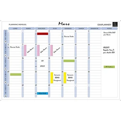 Afbeelding van Exacompta ref. 57150E 1 magnetisch jaarplanner teksten in het Frans droog wisbaar geleverd met alle nodige toebehoren Afmetingen: 90 x 59 cm kleur wit