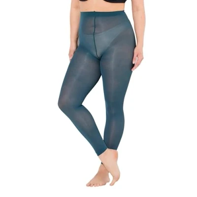 Afbeelding van Ulla Popken grote maten plussize kousenlegging, 60 denier, platte naden, Donker petrol, 48/50