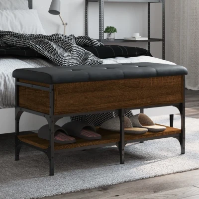 Afbeelding van Schoenenbank 82x42x45 cm bewerkt hout bruineikenkleurig