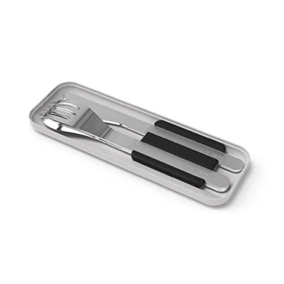 Afbeelding van MONBENTO Bestekset Lunchbox MB Slim Box Onyx 3 delig Vork Mes Lepel Reisbestek voor de Bento Original en Square Ideaal Werk/School/Picknick Inox Zwart
