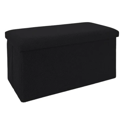 Afbeelding van Home Deco Factory Poef/hocker Atome opvouwbaar stof opbergbox zwart 2 persoons 76 x 38 cm