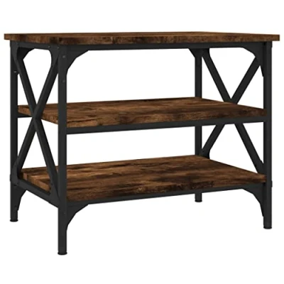 Afbeelding van Bijzettafel 55x38x45 cm bewerkt hout gerookt eikenkleurig