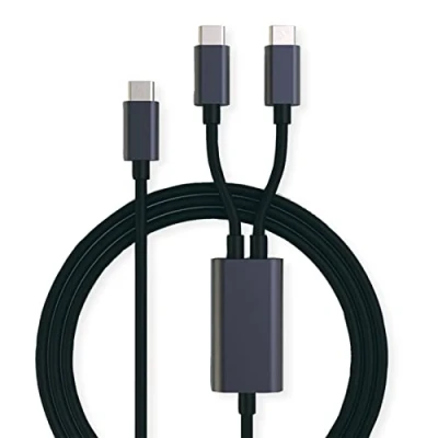 Afbeelding van ROLINE USB type C split oplaadkabel, 2x C, M/M, max. 100W, zwart, 1,85 m