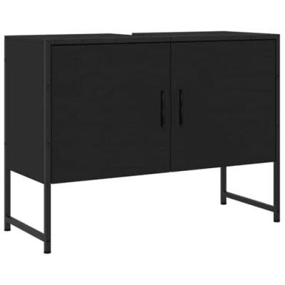 Afbeelding van vidaXL Wastafelkast 80x33x60 cm bewerkt hout zwart